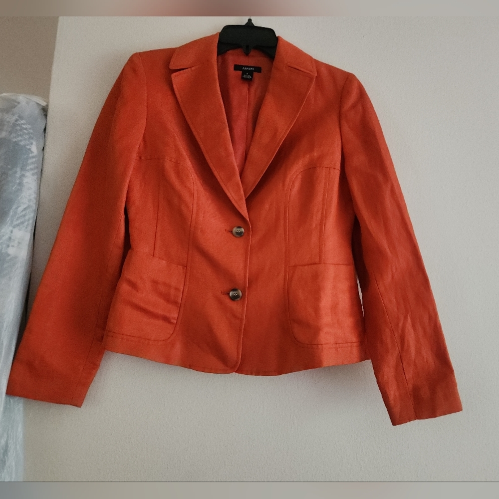 Alfani Silk Linen Blended Jacket Tangerine Sz 2 Nwot JACKET ONLY